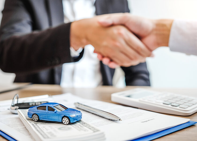 Finance contract in car dealership
